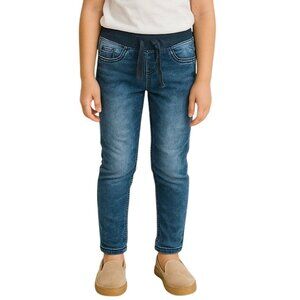 Kids Wishful Park Blue Denim-Look Elastic Waistband Tie  Jogger Pants Size 12